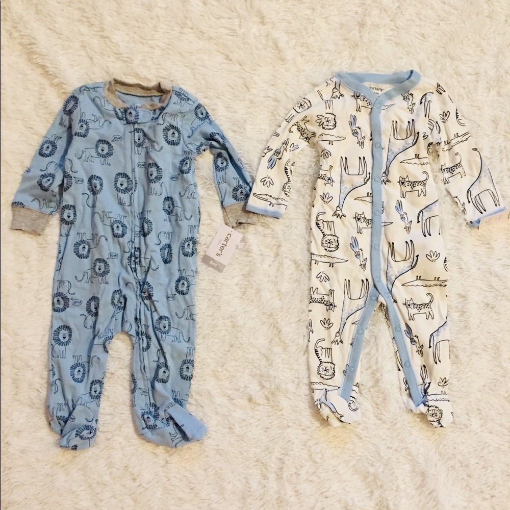 CARTER’S BABY ANIMAL ONESIES - BLUE & WHITE - 6 M